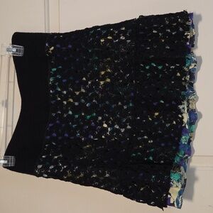 Free People Crochet Lace Mini Skirt  | Size L | Floral Layered Design
